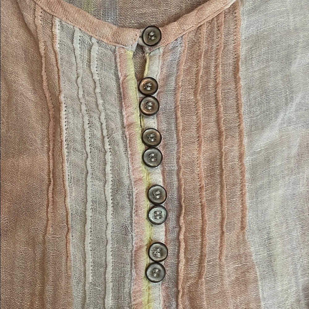 Anthropologie Lilka Linen Blend Striped 3/4 Sleeve Blouse - Picture 3 of 5